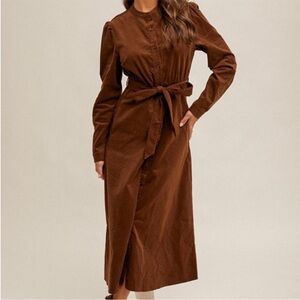 NWT Hem & Thread Chocolate Long Sleeve Coat Dress